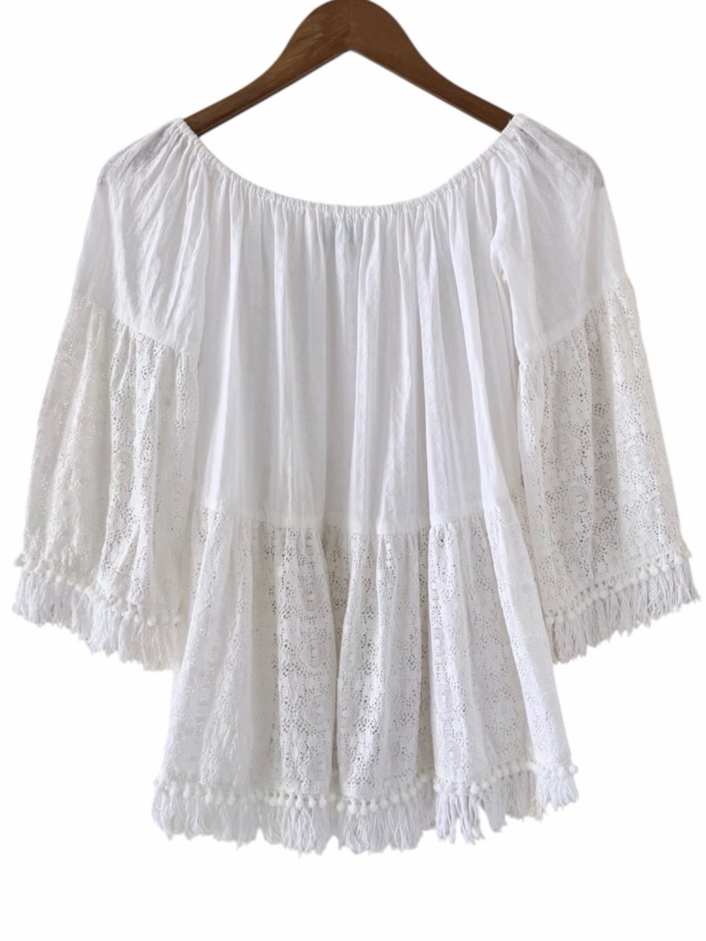 Antica Sartoria by Giacomo Cinque White Floral Lace 3/4 Sleeve Boho Blouse